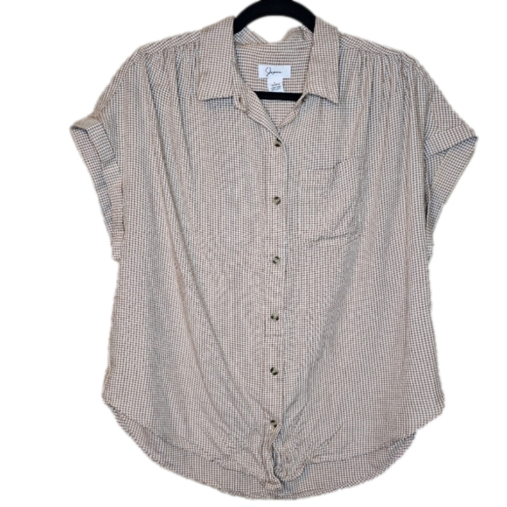 Japna Mustard color Gingam print top Size Large